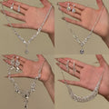 Western Imperial Breeze Rhinestone Geometric Teardrop Necklace Set Fashionable Clavicle Chain Light Luxury Premium Necklace Women