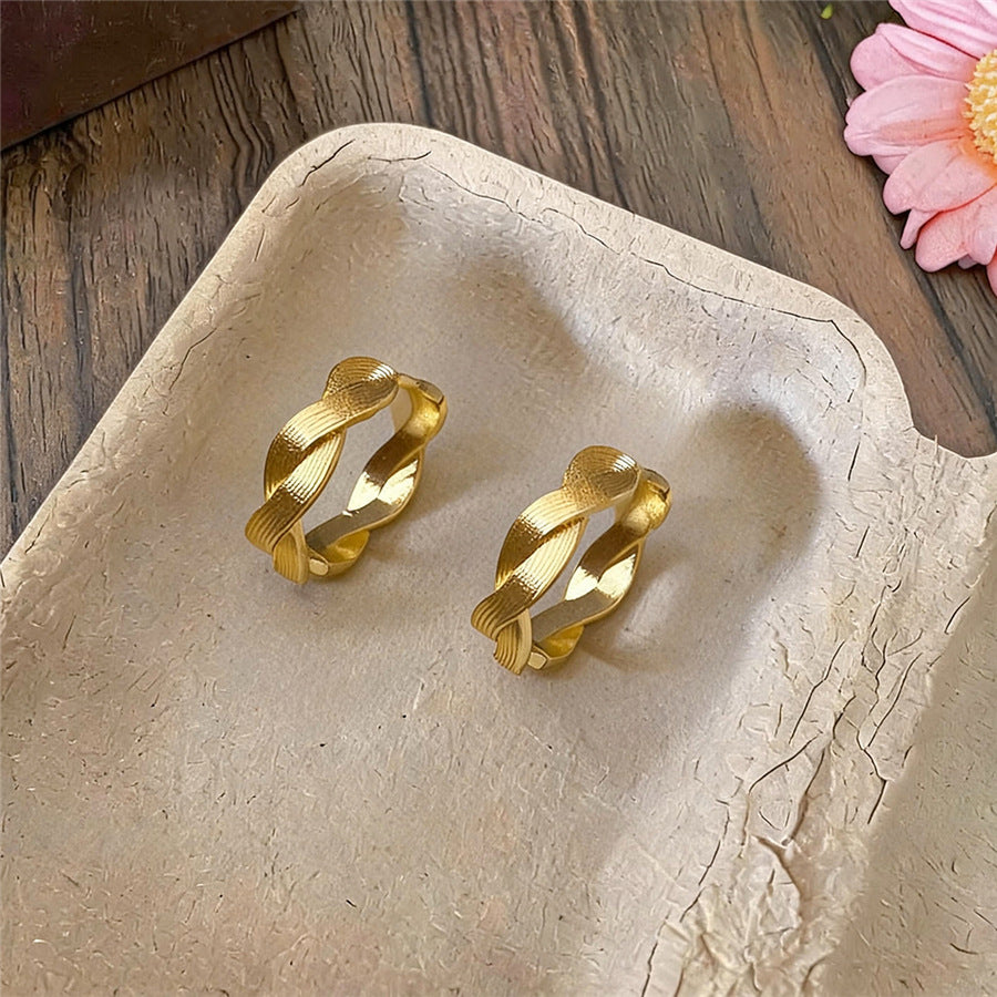 Minimalist Twisted Circle Huggie Earrings - view 6