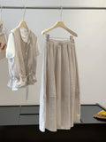 Summer Old Money Korean Crew Neck Skirt + Vest + Tee 3-Piece Set