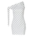 Polka Dot Print Bodycon Dress - Sexy Tie Shoulder Slim Fit Dress Women