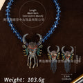 Vintage Breeze Earrings Vintage Fashionable Luxury Head Fringe Jewelry Set Heavy-Duty Full Diamond Earrings Necklace