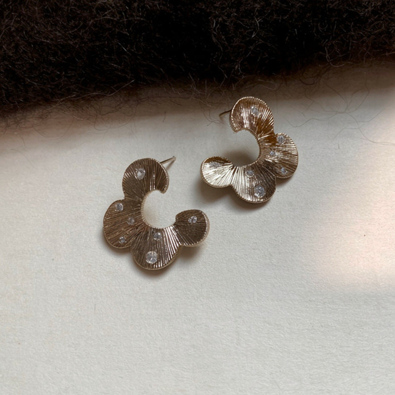 French Twisted Zircon Flower Stud Earrings - view 4
