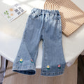 Girls' 3D Embroidered Flared Jeans - Spring/Fall