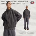 ARTIE Men's Fall/Winter Washed Distressed Spliced Zip Stand Collar Hoodie