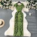 High-End Elegant Pleated Ruffle Trimmed Bodycon Long Dress for Banquet