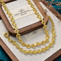 Western Gold Plated Cable Chain O Lettering Clasp Chunky Chain Bracelet Necklace Set Streetwear Hip-Hop Necklace Bracelet Set Wholesale