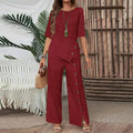 Casual Fashion Asymmetric Loose Hem Shirt + Pants 2-Piece Set