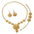 EU/US Import Accessory Fashionable Design Detail Heart Necklace Bracelet Earrings Ring Set 3D Heart Necklace
