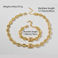 Western Light Luxury Pig Nose Chain Set Square S Letter Cubic Zirconia Gold Plated Necklace Bracelet Set Hip-Hop Couples With