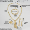 Heavy-Duty Gold Bead Fringe Jewelry Set Wedding Banquet Necklace Earrings Set Bracelet Ring 4-Piece Set Accessory