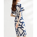 High-End Striped High Waist Slimming Mid-Length Dress