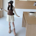 Girls' Velvet Base Vest Layered Tulle Skirt Set