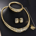 New Arrival 14k Gold Plated Copper Exquisite Necklace Earrings Set Ring Bracelet Set Bride Accessory Set Pendant