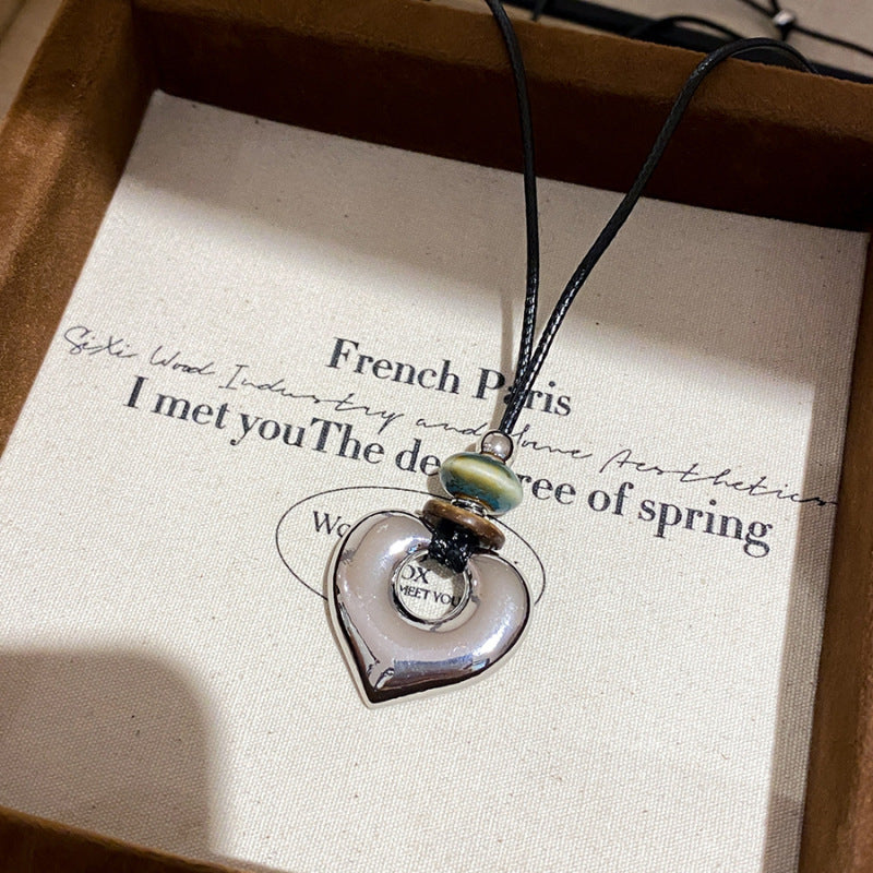 Ceramic Teardrop Pendant Necklace with Leather Cord - view 11