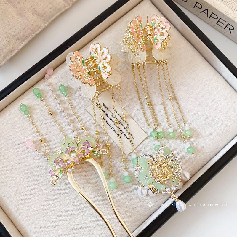 Chinese-Style Enamel Butterfly Tassel Hair Clip - view 3