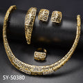 New Arrival 14k Gold Plated Copper Exquisite Necklace Earrings Set Ring Bracelet Set Bride Accessory Set Pendant