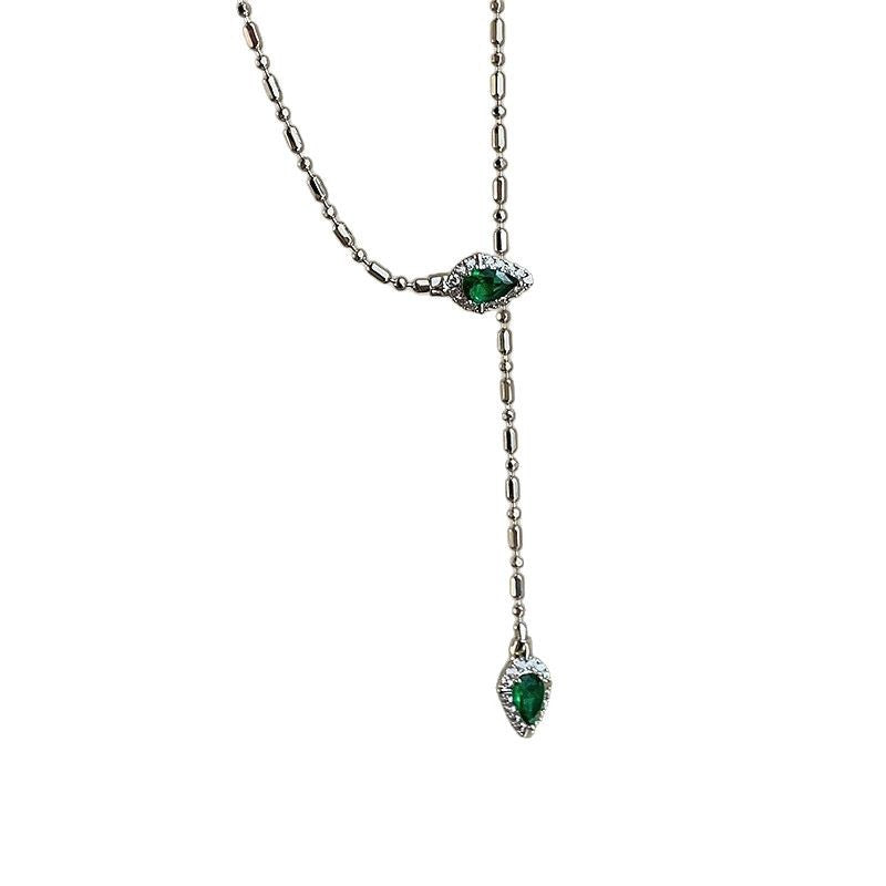 Silver Snake Chain Rhinestone Necklace - view 5