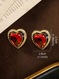 Vintage Double-Layer Heart Necklace Premium vintage Western Accessory Set Retro Rhinestone Light Luxury Bronze Ba Necklace