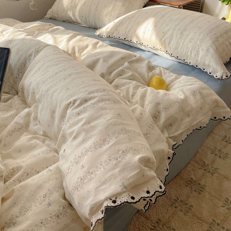 Warm Flower Palette French-Style Cotton 4-Piece Bedding Set - view 5