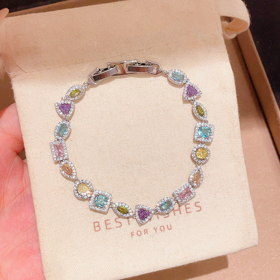 Sparkling Zircon Flower Clasp Bracelet - view 7