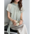Summer Korean Designer Chiffon Tie-Front Shirt