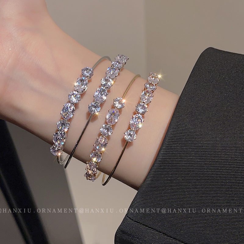 Zircon Bow Open Cuff Bracelet - view 4