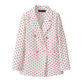 Women's Fall Korean School Loose Blazer + Top 2026 | Casual Blouse - Houndstooth Pants