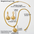 Overseas Bestseller Item Western Middle East Style Sun Pendant Stainless Real Sky Plated Necklace Earrings Set