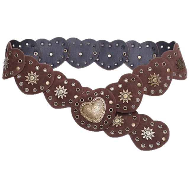 Vintage Punk Leather Heart Belt - view 5