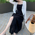Lucerne Style Heavy Embroidery Ramie Tencel Fitted Camisole Dress