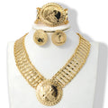Middle East Accessory Gold Plated Necklace Earrings Set Bracelet Set Round Brand Portrait Pendant Slub Chain Women Jewelry