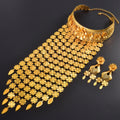 India Dubai Statement Accessory Bride Wedding Four Leaf Clover Net Form Earrings Neck Style Gold Plated 18k Middle East Jewelry