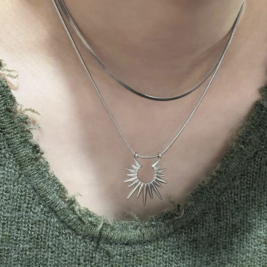 Korean Minimalist Silver Bow Pendant Necklace - view 10