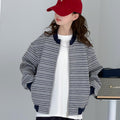 Girls' Contrast Striped Zip Cardigan - Loose Fit