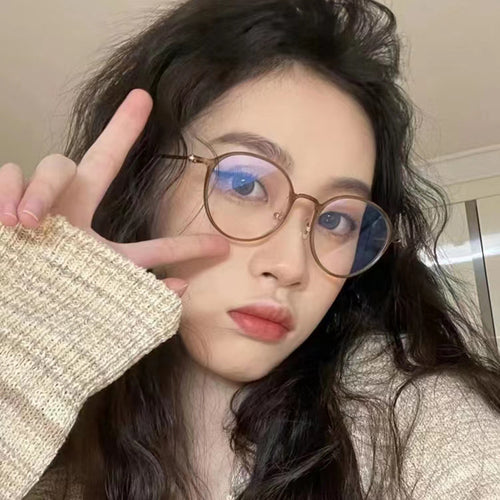 Kalin Style of Ultra-Light 6.9g Korea Feather Titanium Oval Round Small-Frame Influencer Frame Lens Compatible Tortoise Shell L9101Y