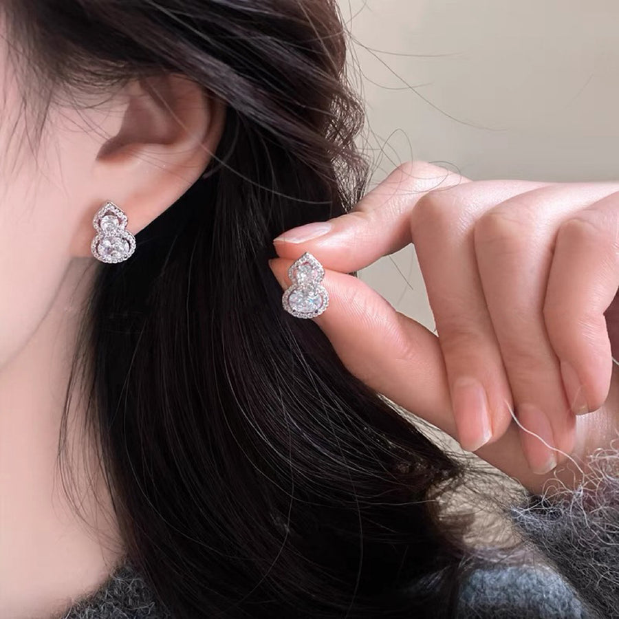 Delicate Round Zircon Stud Earrings - view 8