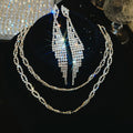 Star Band Layered Full Diamond Double-Layer Cutout Jewelry Set Wedding Gathering Party Necklace Light Luxury Niche Necklace Women