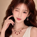 King Royal Breeze Full Diamond Geometric Teardrop Jewelry Set Imperial Breeze Luxury Necklace Light Luxury Niche Necklace Women