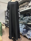 Ethnic Geometric Embroidered Long Sleeve Dress, Fashion Robe