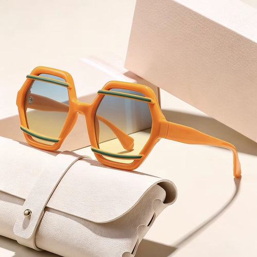 Polygon Oversized UV-Proof EU/US Import New Trendy Fashionable Influencer Style Personality Sunglasses