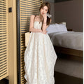 Beach Backless Halter Padded Hollow Mid-Length Dress