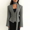 Women's Casual Fashion Long Sleeve V-Neck Jacket + Top 2026 | Trendy Jacket - Black