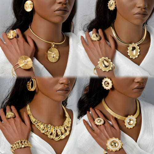 Vintage Breeze Daytona Bestseller Chinese Style Classic Jewelry Bracelet Bangle Ring Earrings 4-Piece Set Design Detail Statement Bead Gem