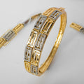 Vintage Statement Retro Multi-Layer Square Piece Spliced Necklace Bracelet Set Earrings Ring Set Two-Tone Design Detail Jewelry