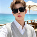 Men Sunglasses Streetwear UV-Proof Men Company Machine Driving Lens Sunshade Sunglasses Personality Breeze Trendy Sunglasses