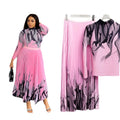 Office Elegant Printed Pleated Skirt 2-Piece Set