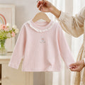 Girls' Bunny Embroidered Lace Trim Long Sleeve T-Shirt