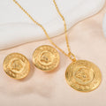 Retro Imperial Breeze Portrait Round Brand Pendant Necklace Earrings Set 2-Piece Set Overseas Clavicle Chain Simple Versatile Accessory