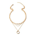 New Import Western Trendy Accessory Personality Design Detail Round Ring Pendant Choker Statement Multi-Layer Versatile Necklace