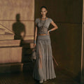 Women's Fashion Chiffon Knit Long Skirt + Top 2-Piece Set 2026 - Gray
